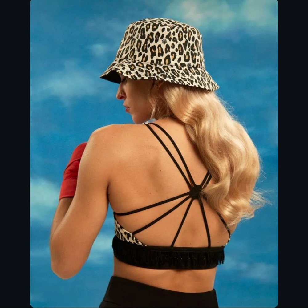Charlotte Olympia x Puma Leopard Print Black Fringe Crop Top Sports Bra - Picture 2 of 10
